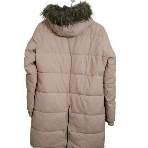 Maralyn & Me Faux-Fur-Trim Hooded Puffer Coat Juniors size M pink mid- length - Picture 3 of 10
